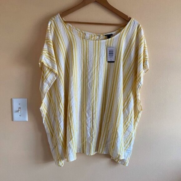 Torrid 2022 Cross Back Top Woman 4 Linen Blend Stripped Coastal Preppy Boxy NEW - Picture 3 of 16